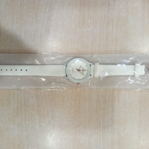 White Dial Quartz Analog Watch with White Strap