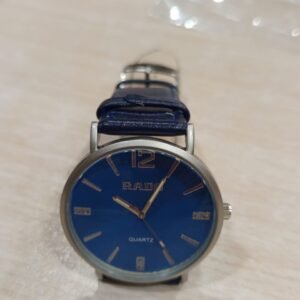 Elegant Blue Quartz Watch – Classic Analog Wristwatch with Leather Strap