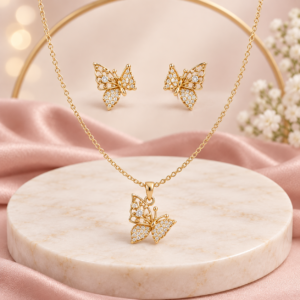 Butterfly Fashion Jewelry Set – Gold Tone